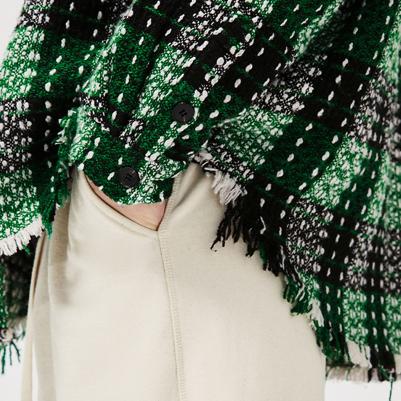 Green Check Print Tassel Shirt