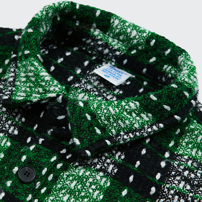 Green Check Print Tassel Shirt