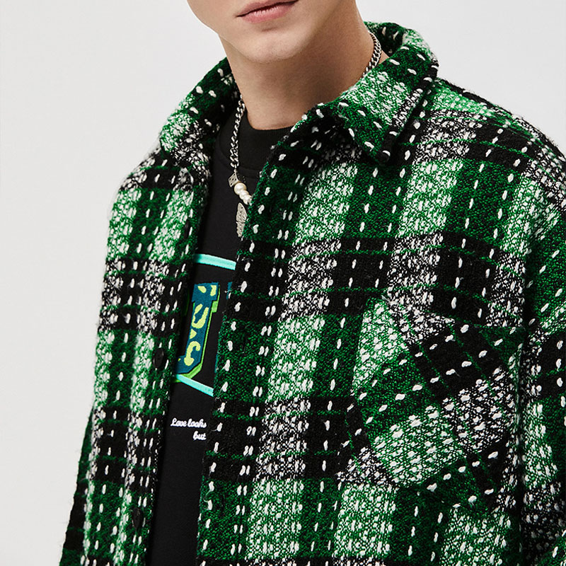 Green Check Print Tassel Shirt