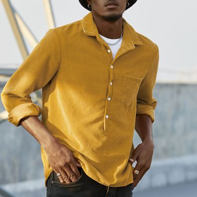 Solid Color Stand Collar Button Shirt
