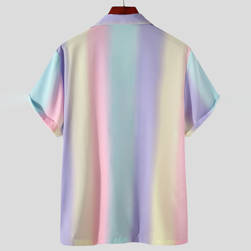 Casual Gradient Stripe Rainbow Shirt
