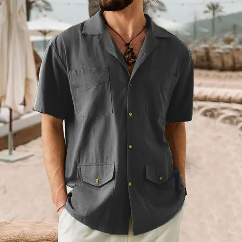 Men's Lapel Collar Short Sleeve Shirt Men's Lapel Collar Short Sleeve Shirt
