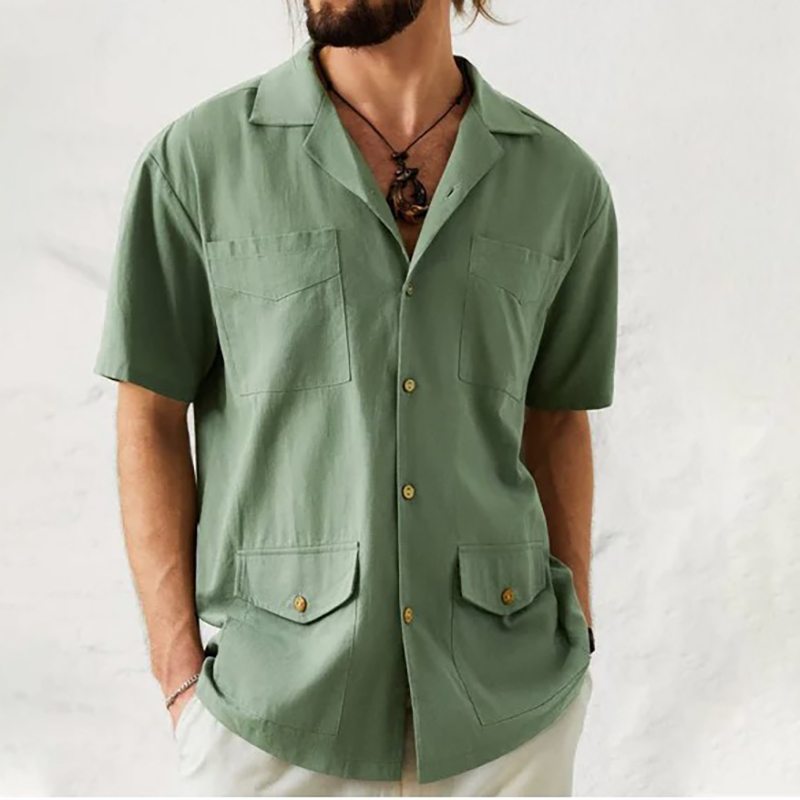 Men's Lapel Collar Short Sleeve Shirt Men's Lapel Collar Short Sleeve Shirt