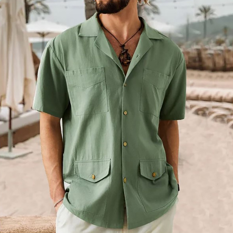 Men's Lapel Collar Short Sleeve Shirt Men's Lapel Collar Short Sleeve Shirt