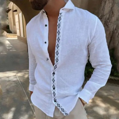 Printed Cotton And Linen Shirt