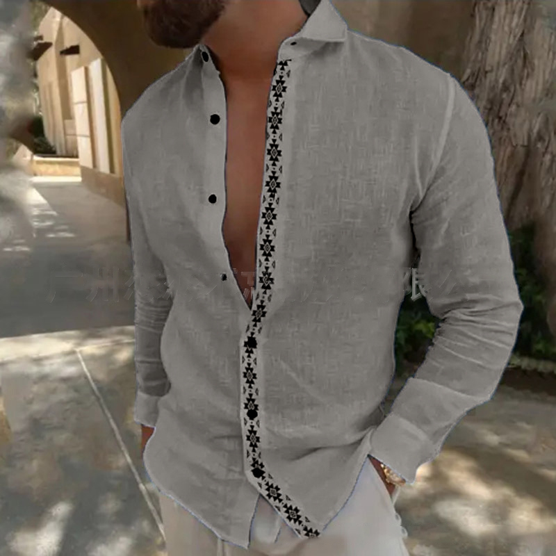 Printed Cotton And Linen Shirt