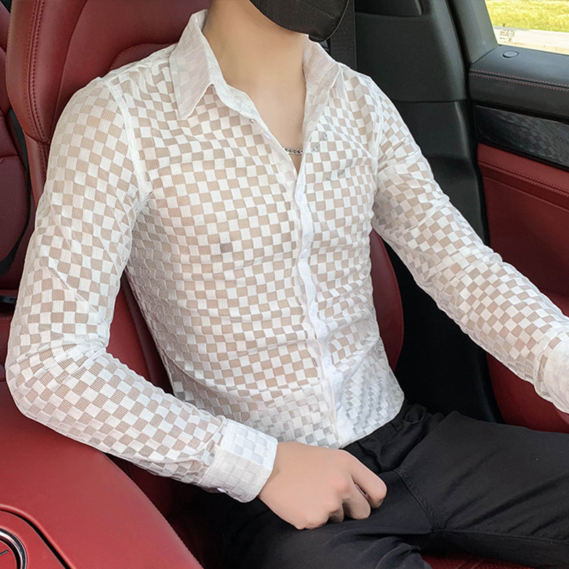 Checkerboard Sheer Lace Shirt