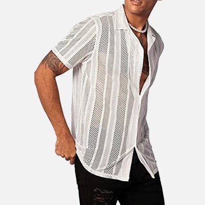 Street Casual Button Knit Short Sleeve Shirt