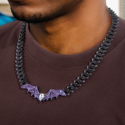 Purple Bat Prong Cuban Chain in Black Gold