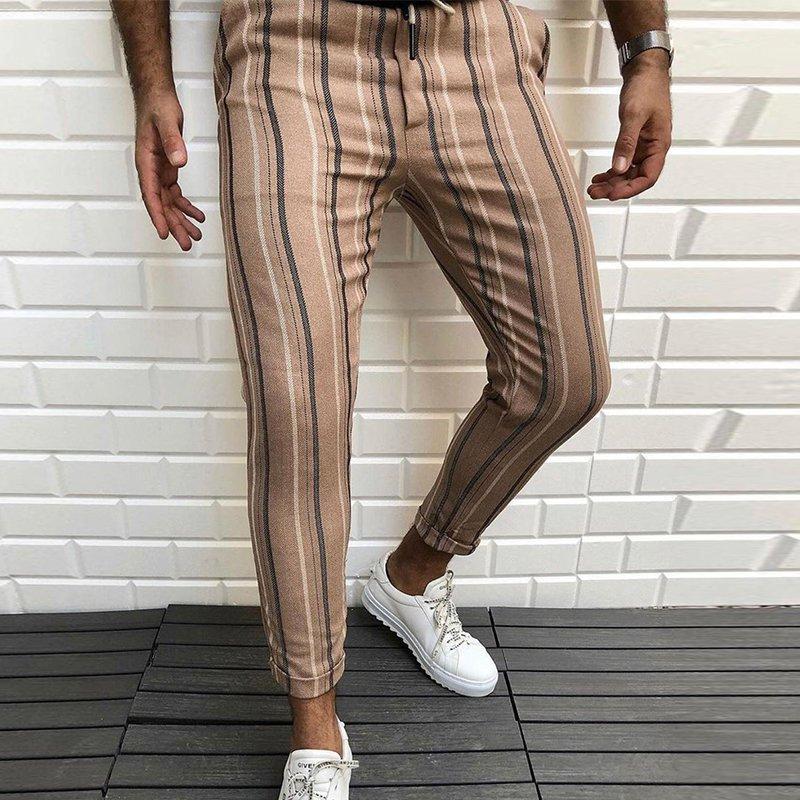 Men's Striped Fashion Cropped Casual Pants