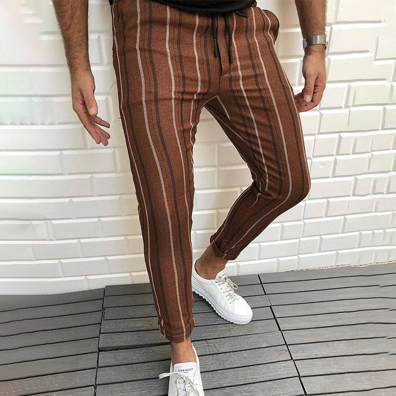 Men's Striped Fashion Cropped Casual Pants