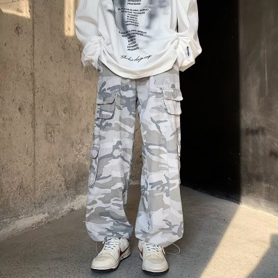 Gray Camouflage Hip Hop Cargo Pants