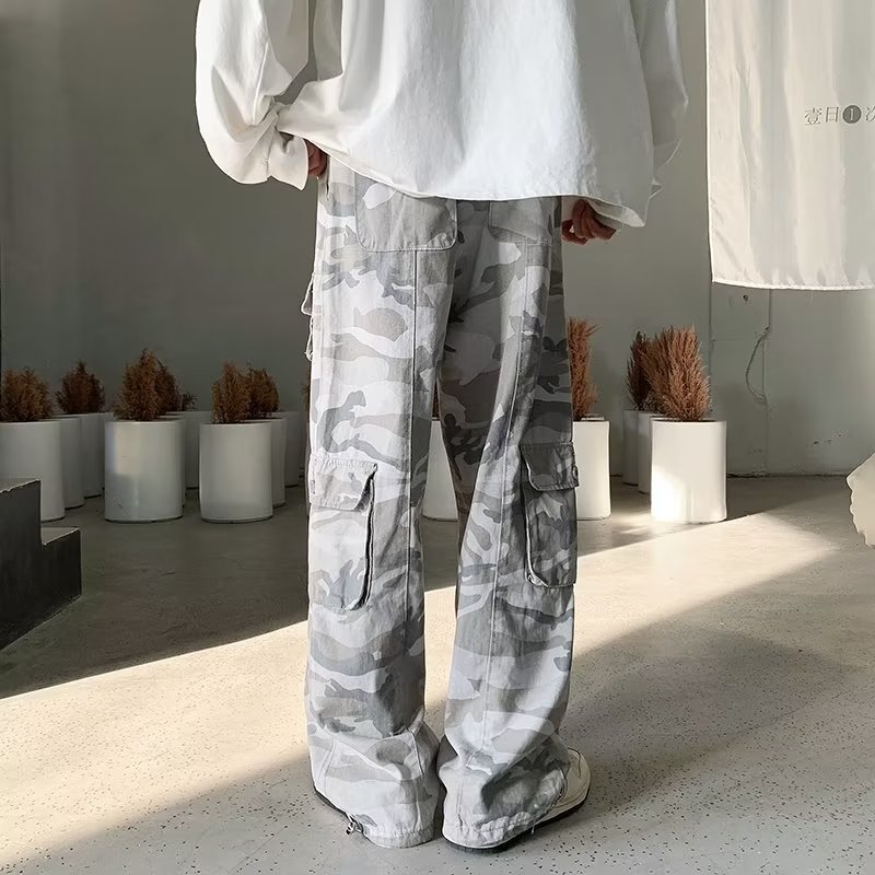 Gray Camouflage Hip Hop Cargo Pants