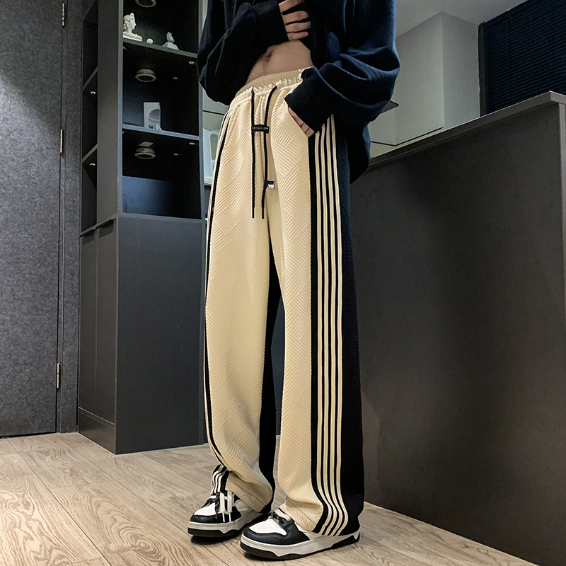 Striped Waffle Track Pants