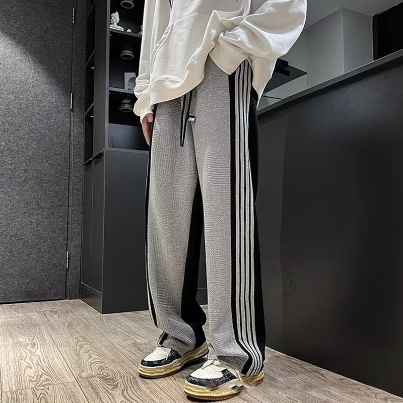 Striped Waffle Track Pants