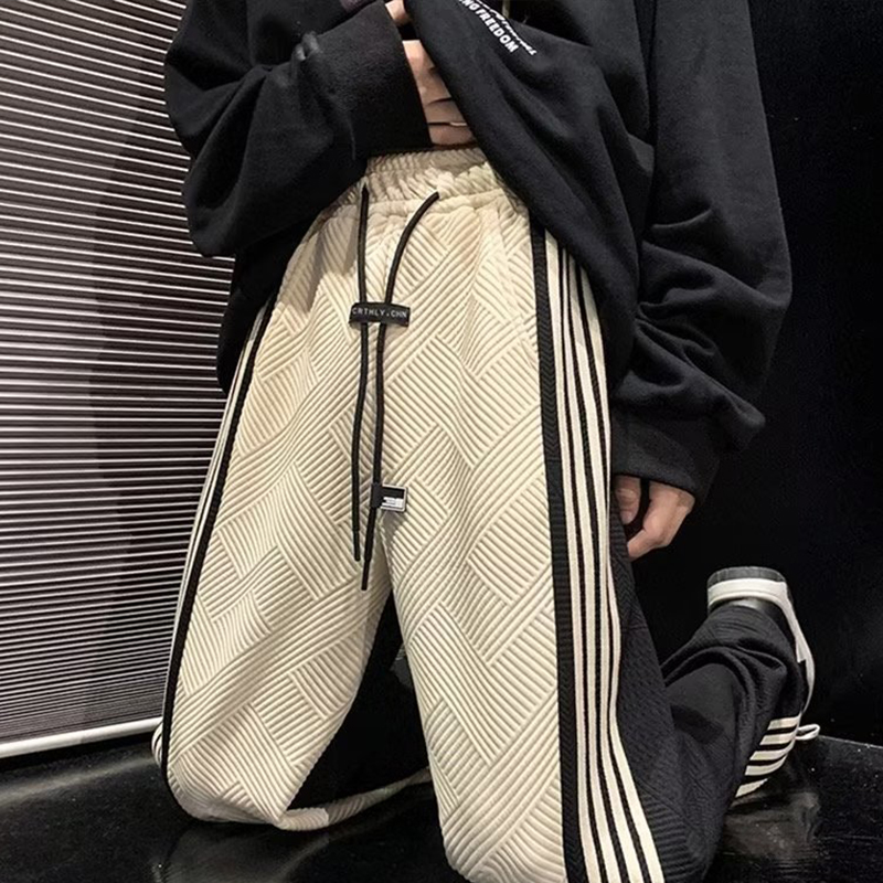 Striped Waffle Track Pants