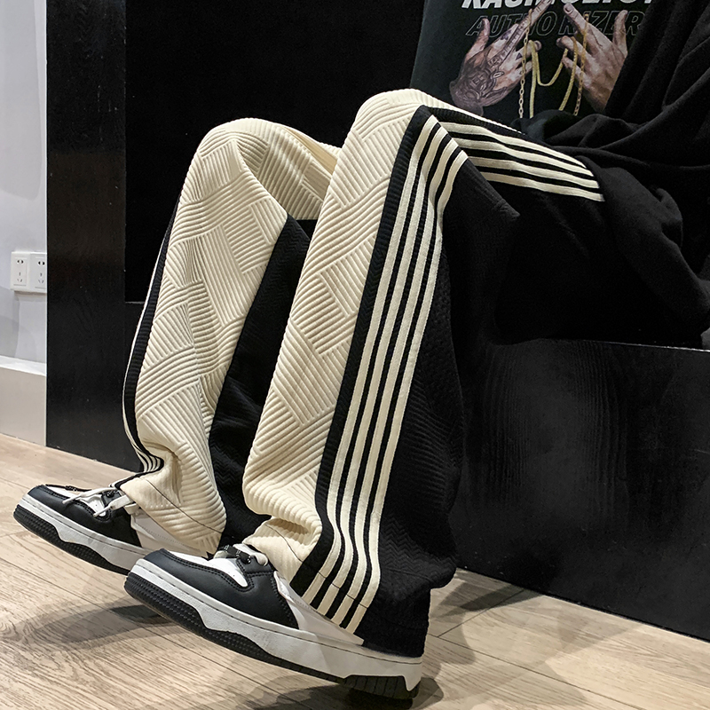 Striped Waffle Track Pants