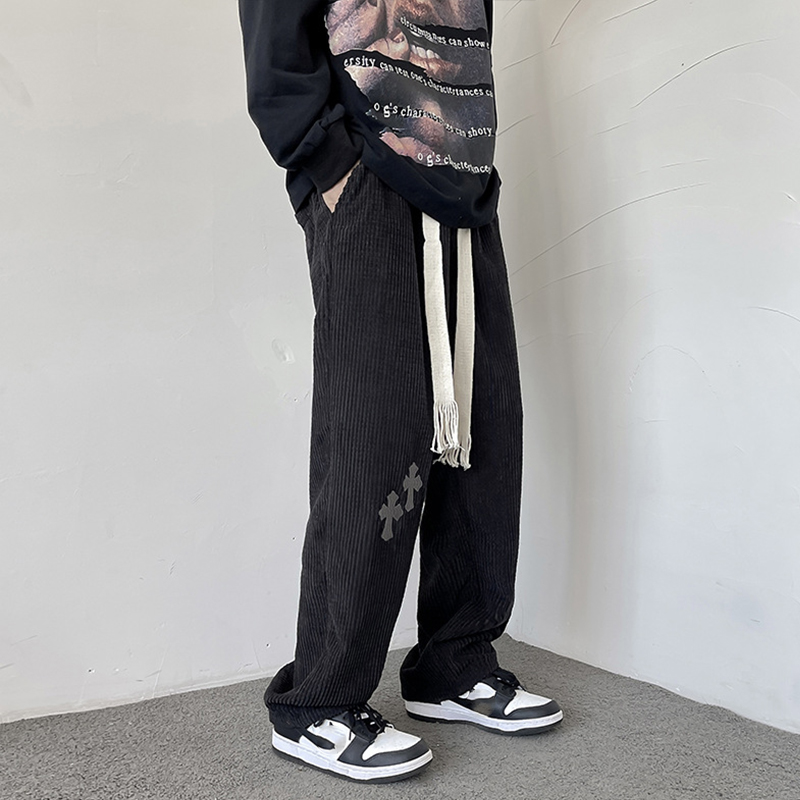 Embroidered Corduroy Track Pants