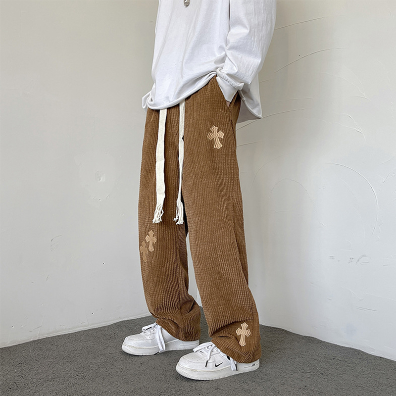 Embroidered Corduroy Track Pants
