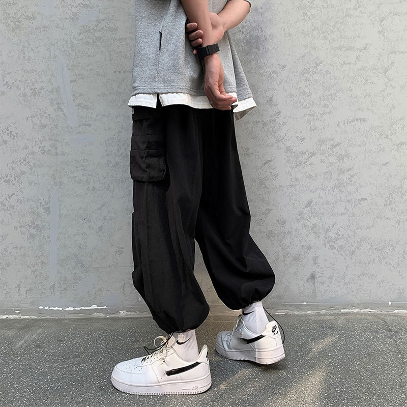 Beamed Cropped Overalls Casual Pants