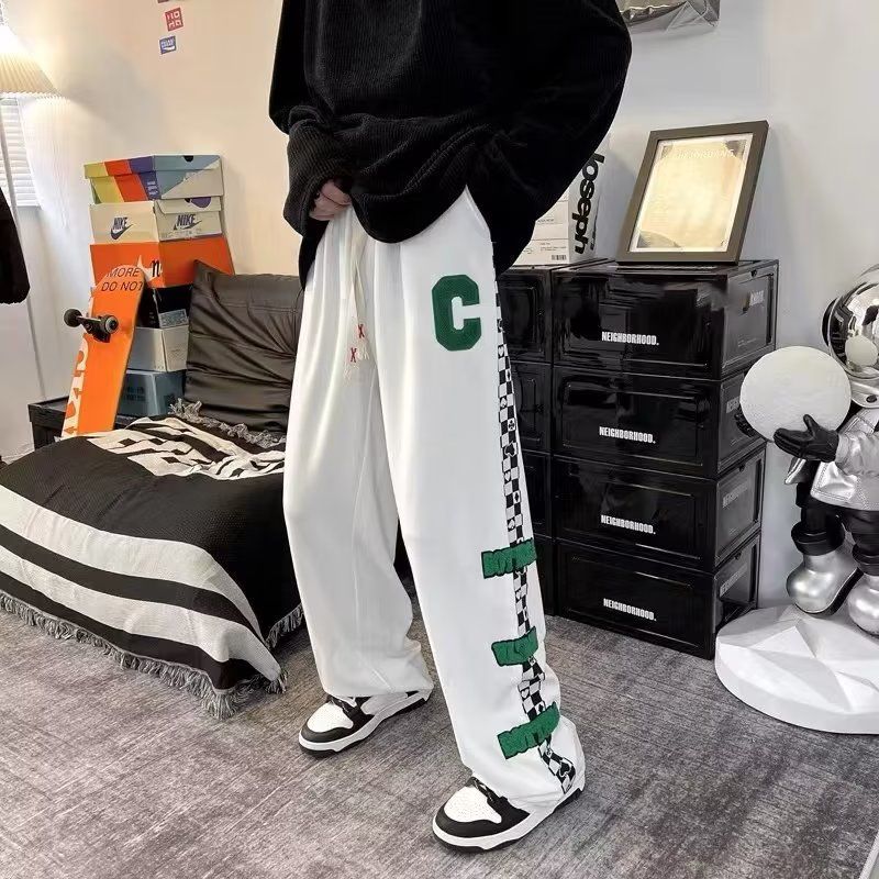 Embroidered Checkerboard Track Pants Embroidered Checkerboard Track Pants