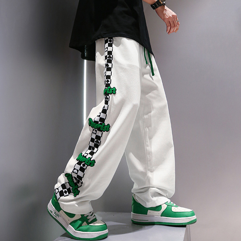 Embroidered Checkerboard Track Pants Embroidered Checkerboard Track Pants