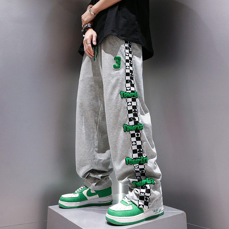 Embroidered Checkerboard Track Pants Embroidered Checkerboard Track Pants