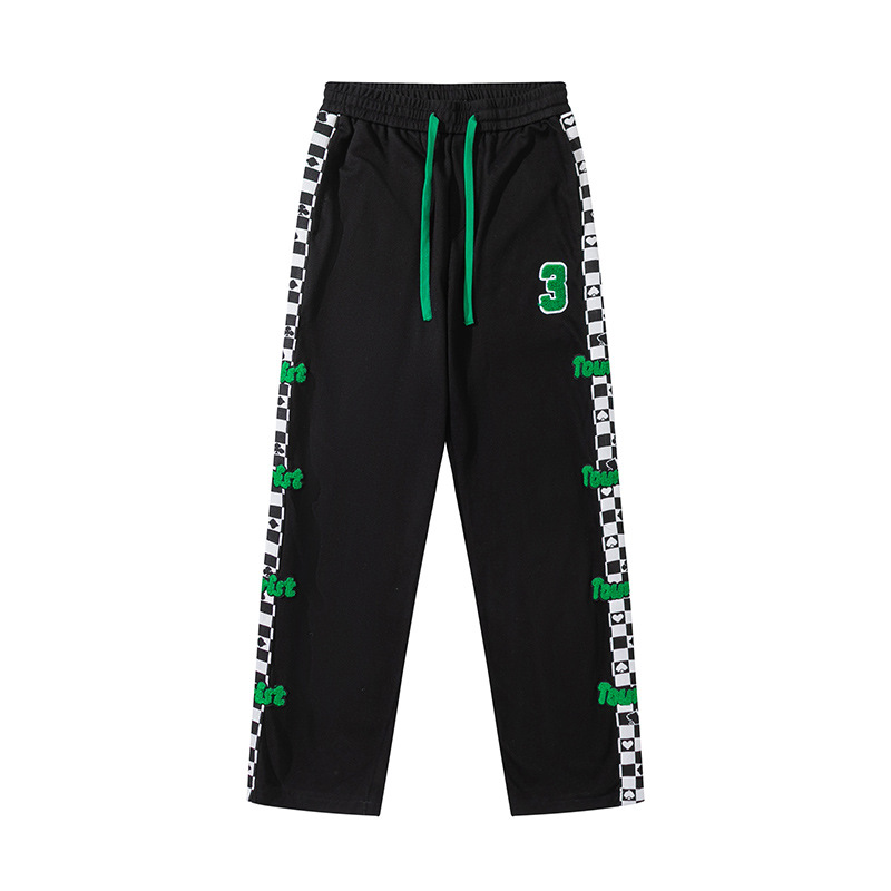 Embroidered Checkerboard Track Pants Embroidered Checkerboard Track Pants