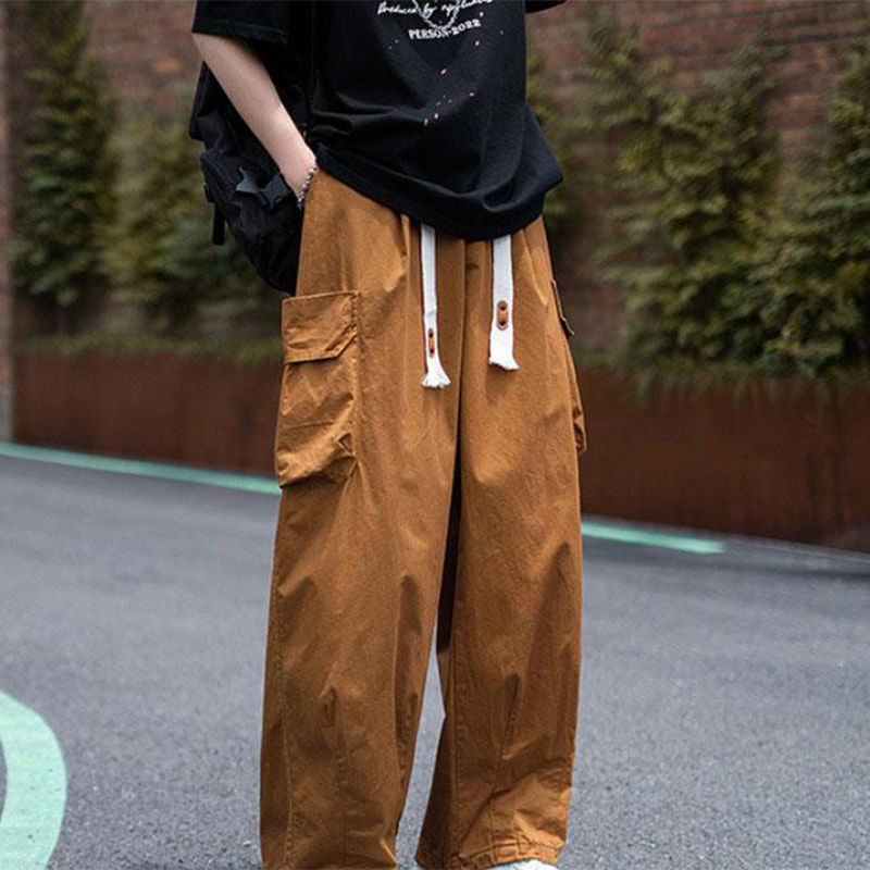 Japanese Casual Drawstring Cropped Overalls