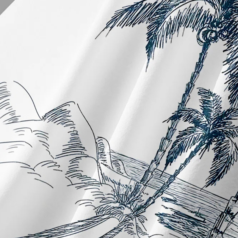 Coconut Palm Print Lapel Short Sleeve Hawaiian Shirt