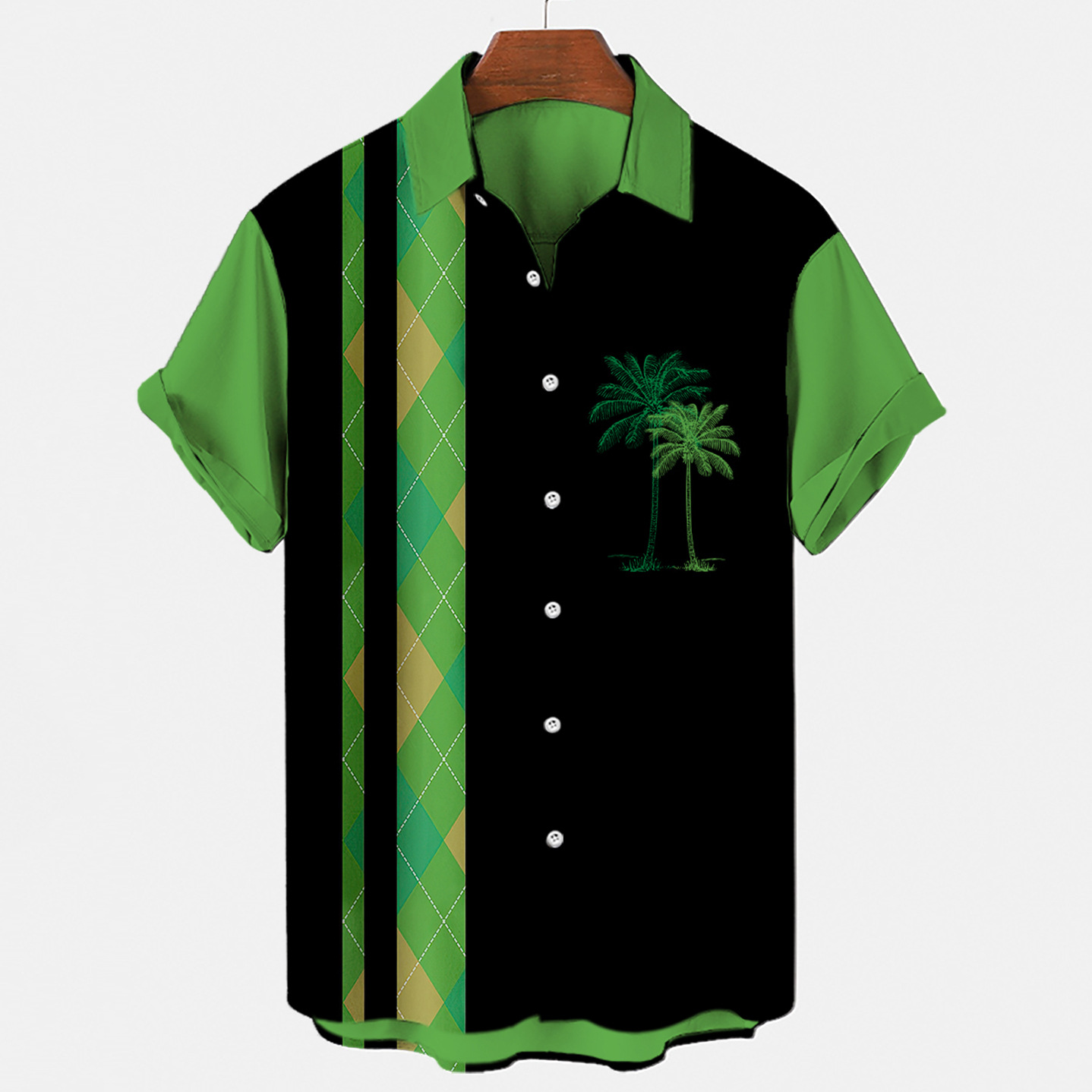 Vacation Coconut Stripe Argyle Print Shirt