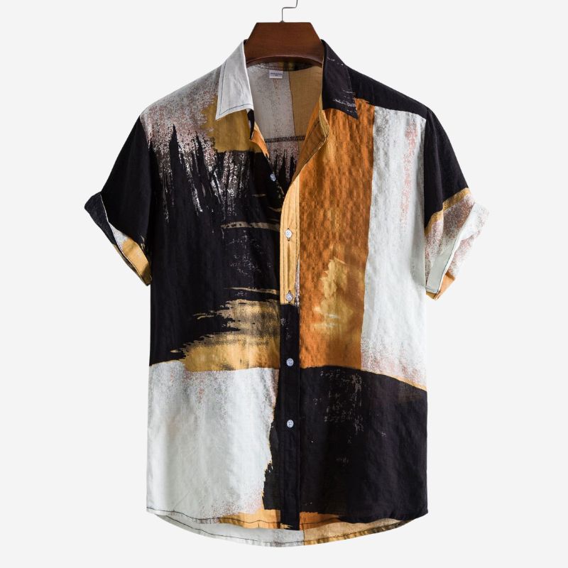 Floral Men's Casual Short Sleeve Floral Shirt