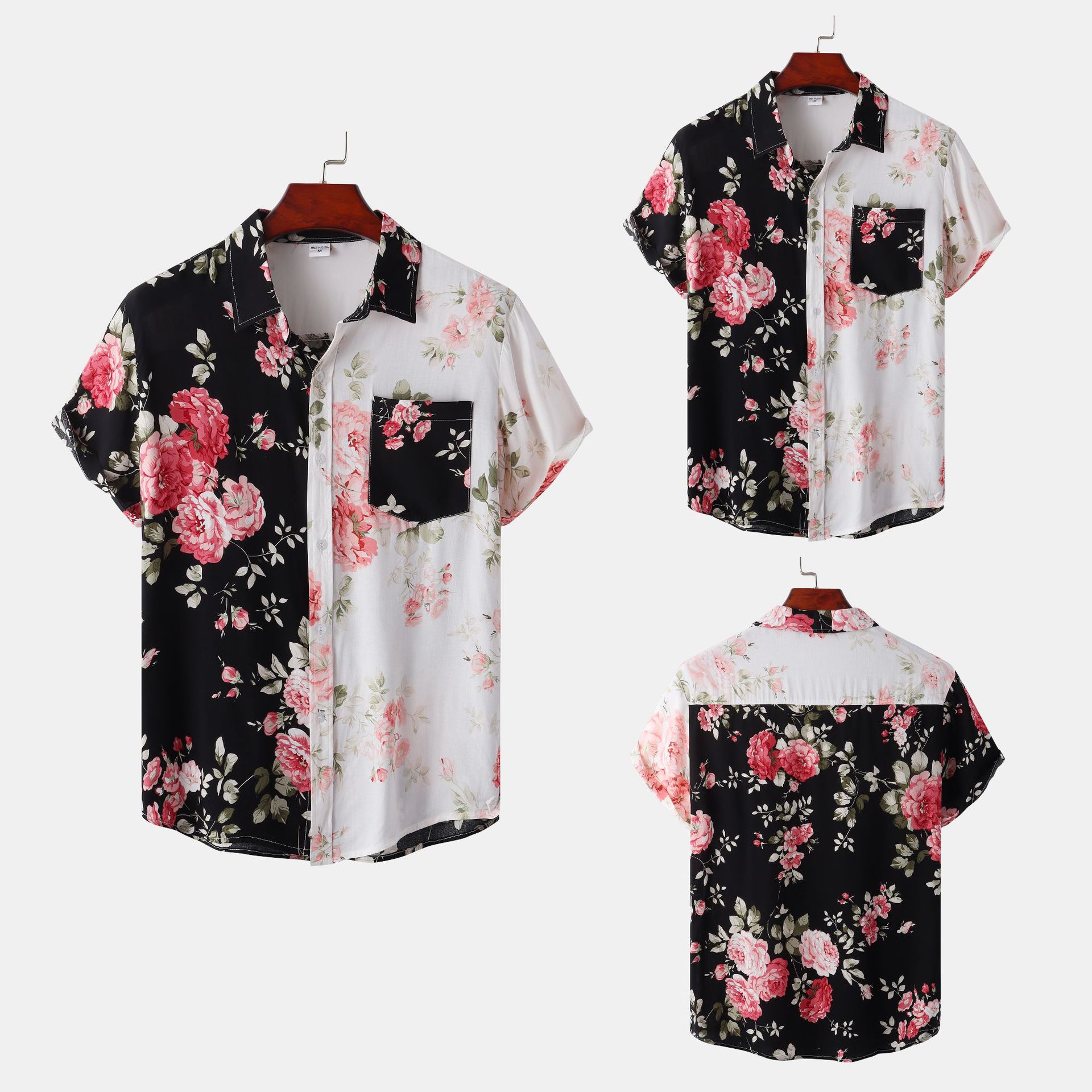 Men's Floral Panel Short Sleeve Shirt