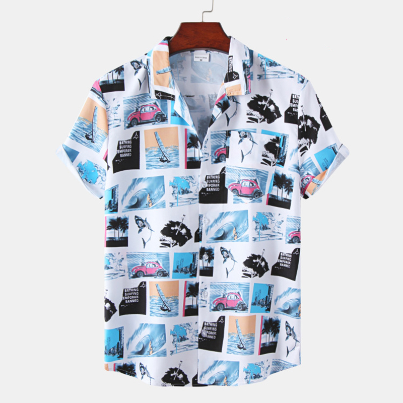 Men's Multi Print Hawaiian Short Sleeve Shirt