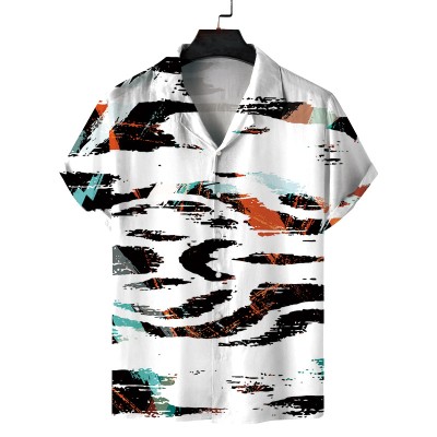 Men's Casual Print Cuban Collar Short Sleeve Shirt