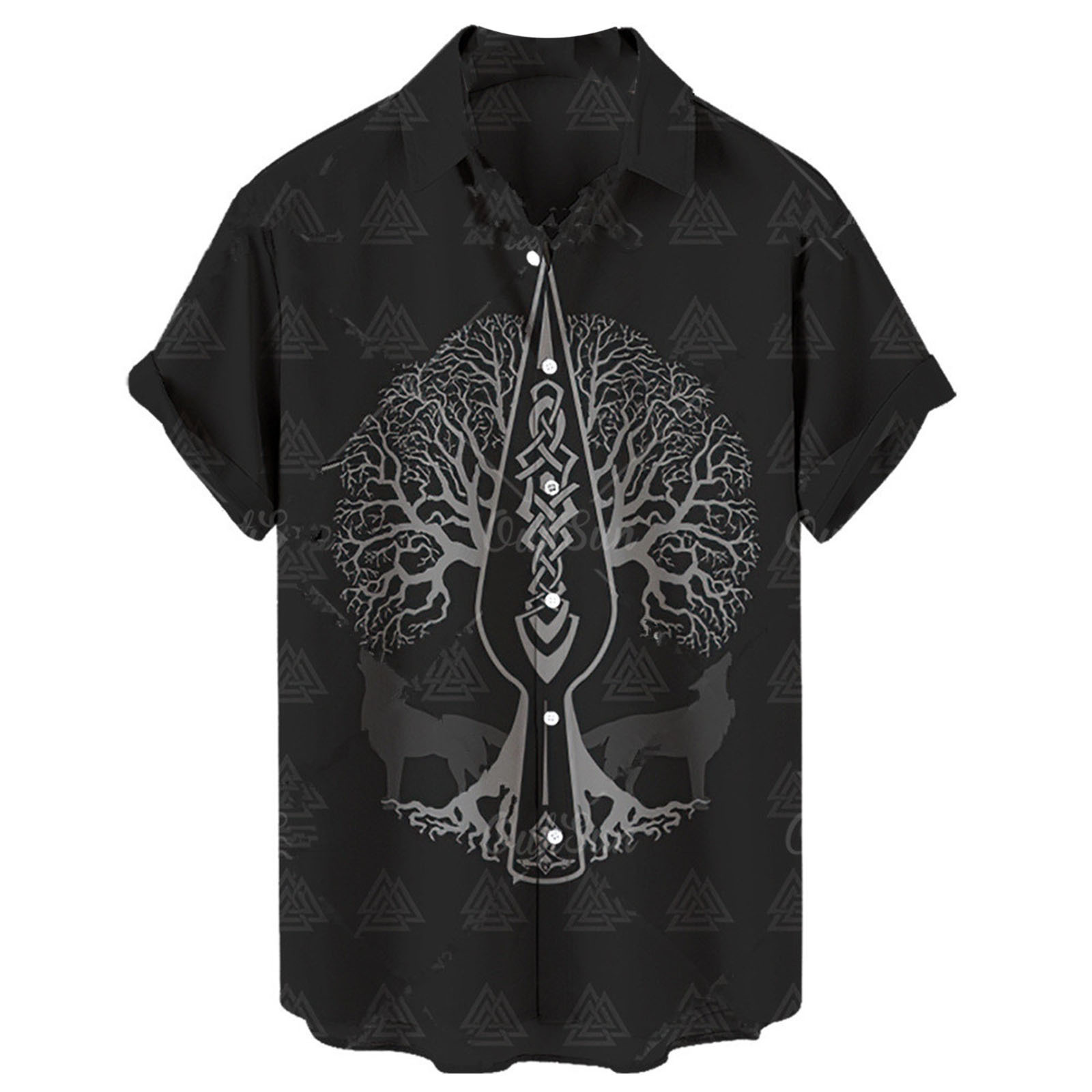 Men's Casual Skull Print Short Sleeve Shirt