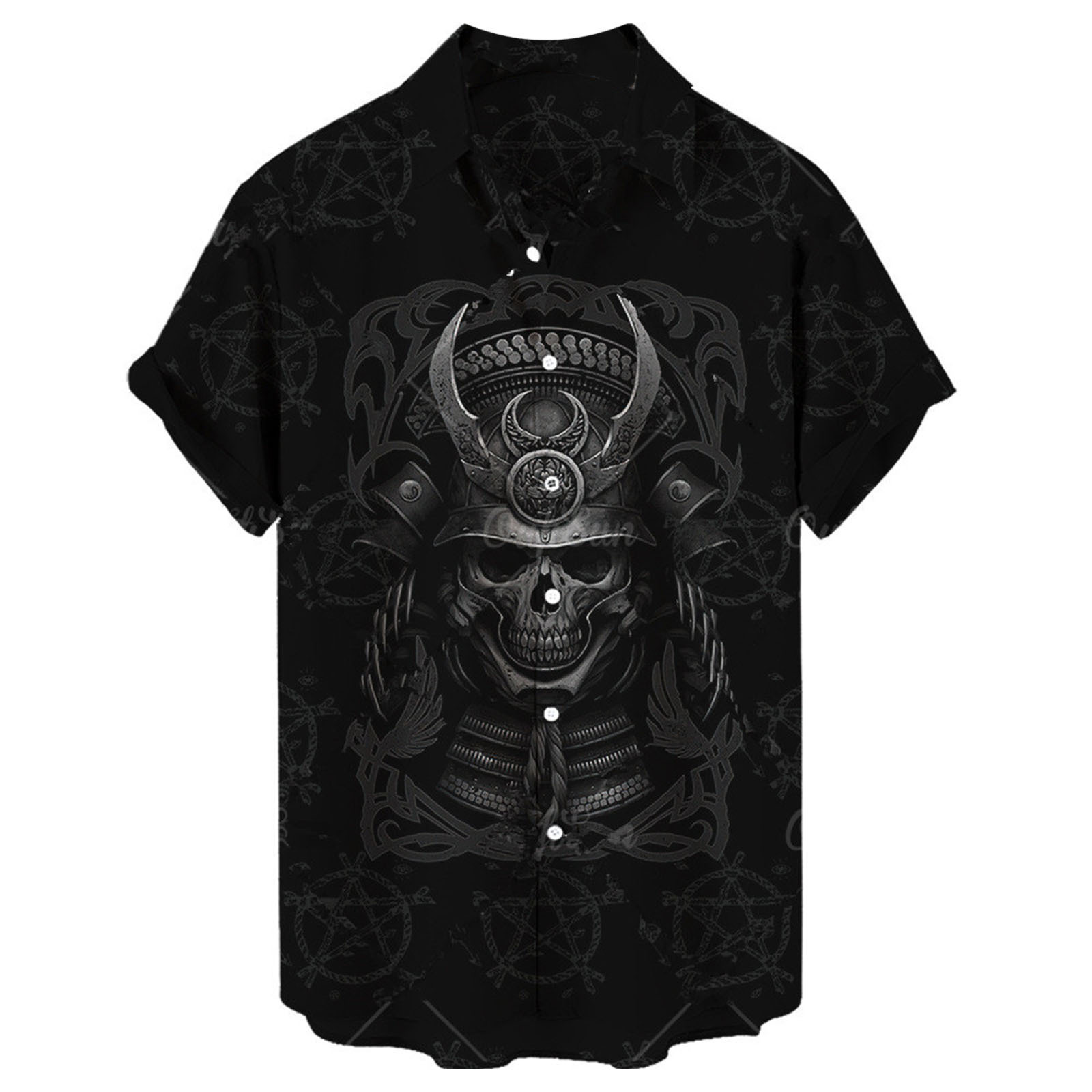 Men's Casual Skull Print Short Sleeve Shirt