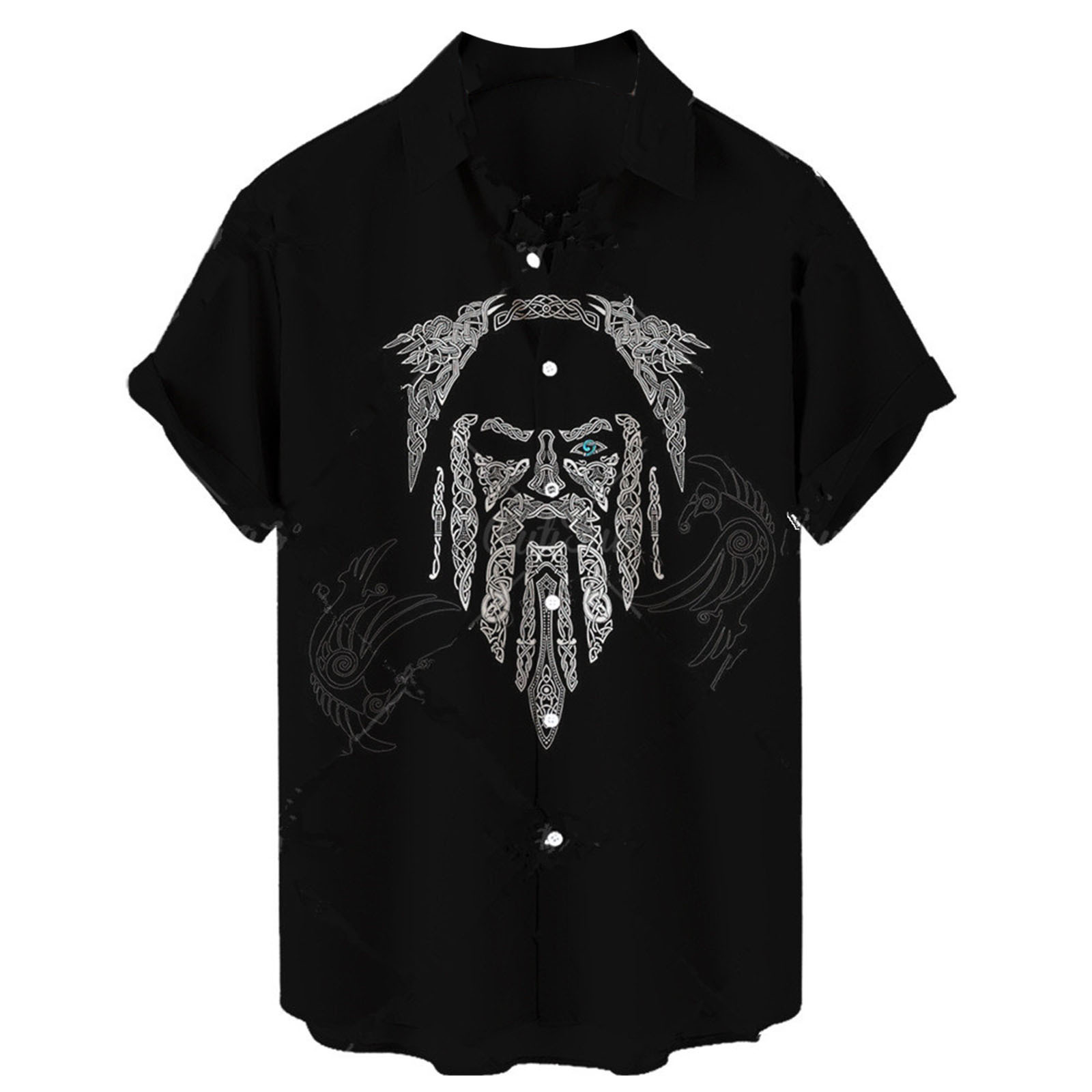 Men's Casual Skull Print Short Sleeve Shirt