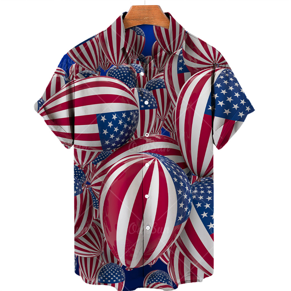 Stylish Flag Graphic Independence Day Print Casual Shirt