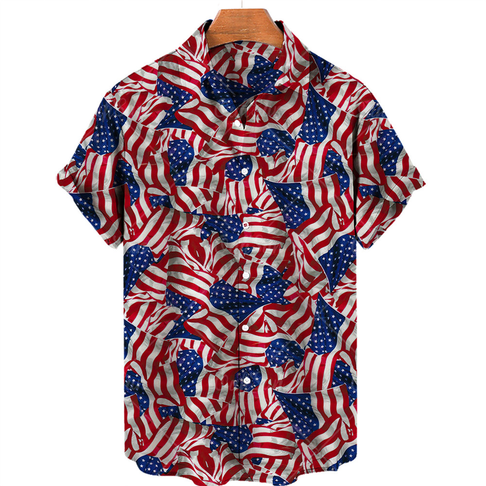 Stylish Flag Graphic Independence Day Print Casual Shirt