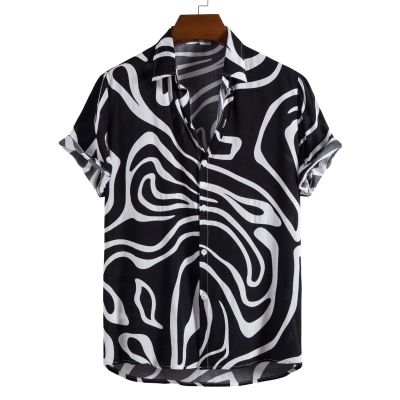 Men's Fashion Trend Geometric Print Short Sleeve Shirt