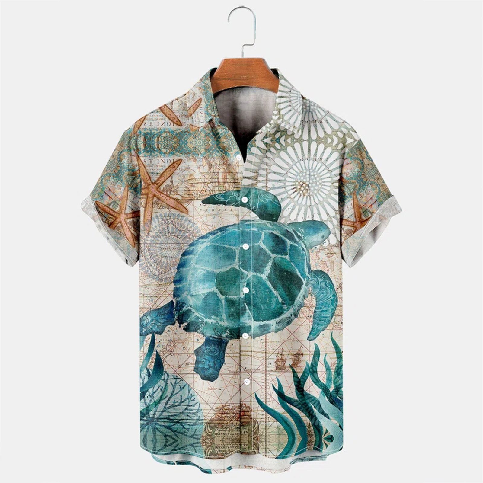 Nautical Graphic Print Beach Shirt