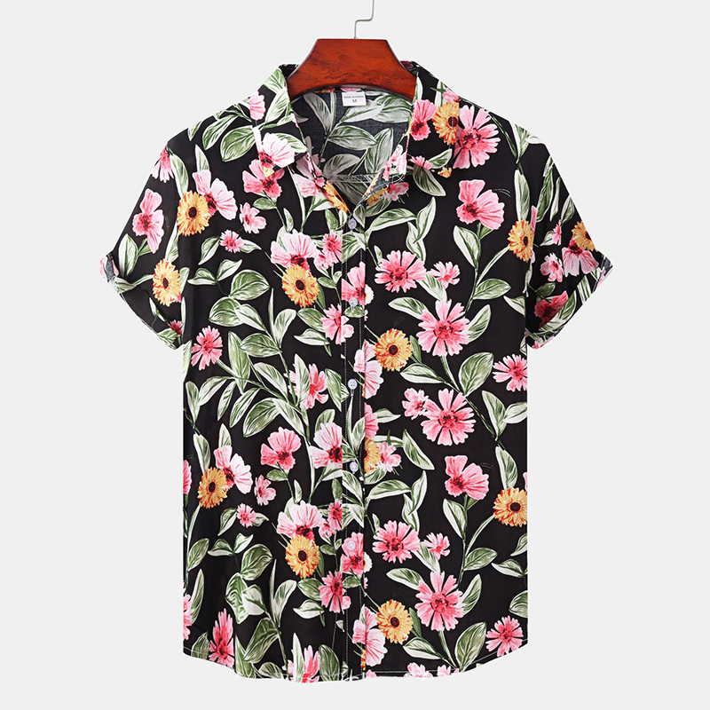 Trendy Floral Print Beach Shirt