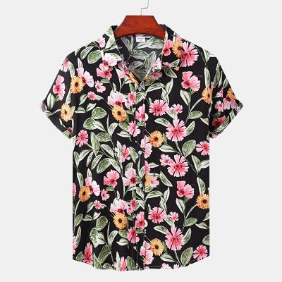 Trendy Floral Print Beach Shirt
