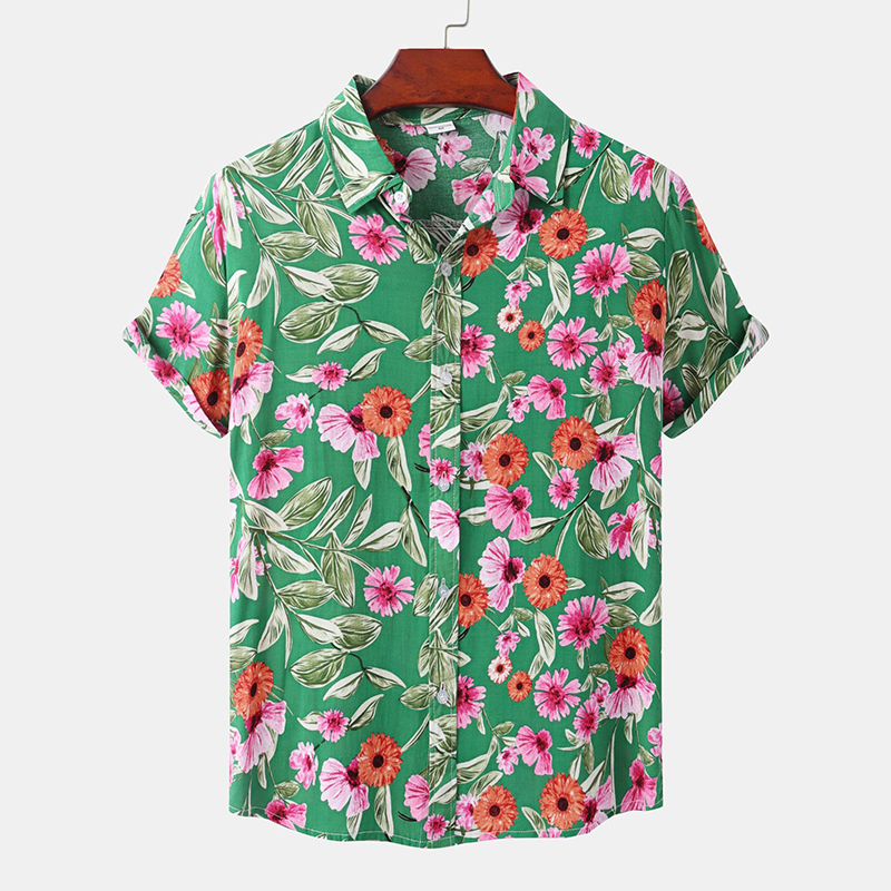 Trendy Floral Print Beach Shirt