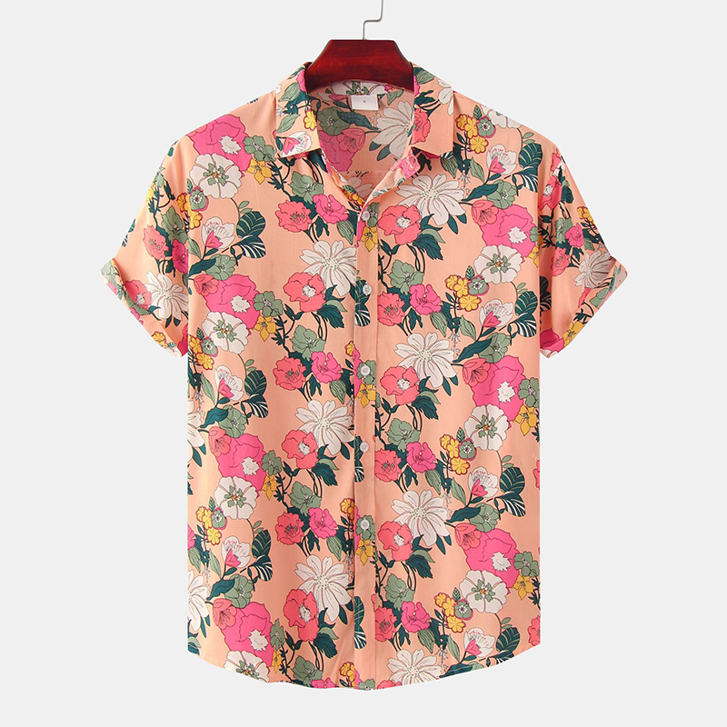 Trendy Floral Print Beach Shirt