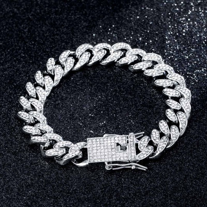 Iced Roman Numerals Watch and 12mm Cuban Bracelet Set in White Gold