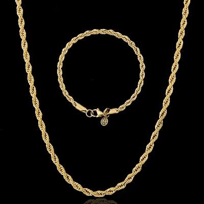 4mm Rope Chain Set in Gold