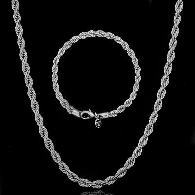 5mm Rope Chain Set in White Gold