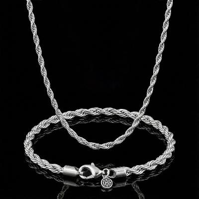 5mm Rope Chain Set in White Gold